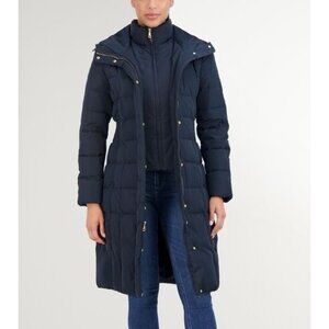 Cole Haan Signature Taffeta Hooded Down Coat 40” Womens XS Read
